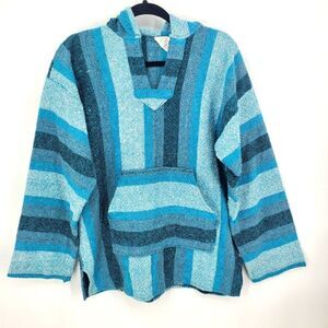 Senors Q Inc. Original Baja Mexican Pullover Hoodie In Aqua Blues